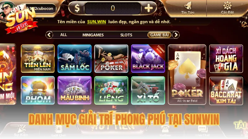 Danh mục giải trí phong phú tại Sunwin