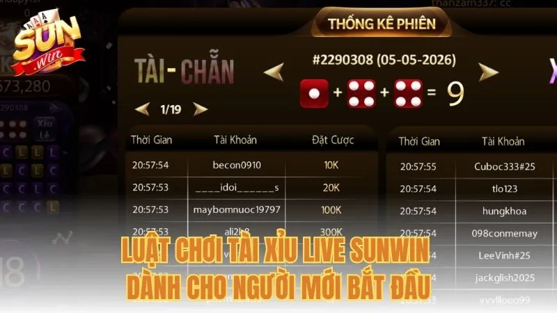 Luật chơi Tài xỉu live Sunwin dành cho người mới bắt đầu