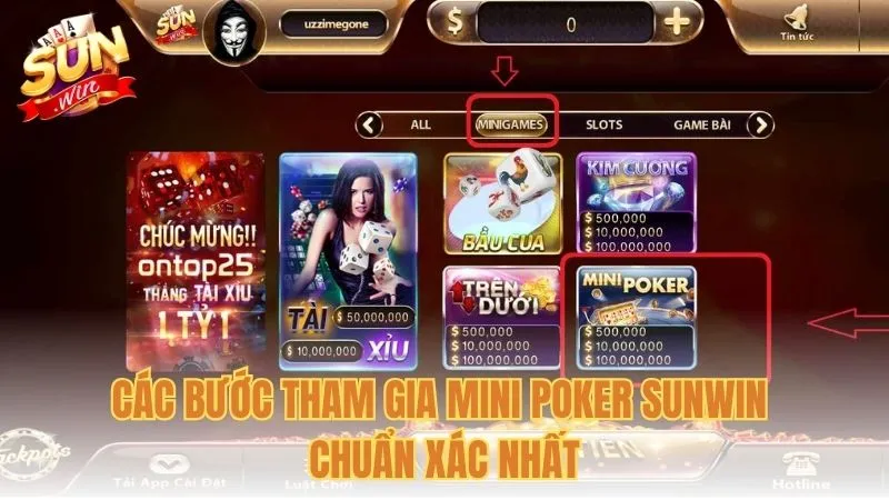 Các bước tham gia Mini Poker Sunwin chuẩn xác nhất