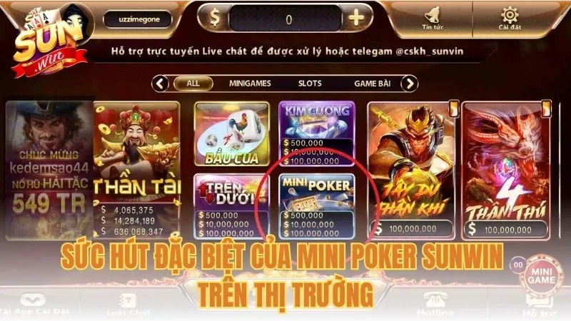 Sức hút đặc biệt của Mini Poker Sunwin trên thị trường
